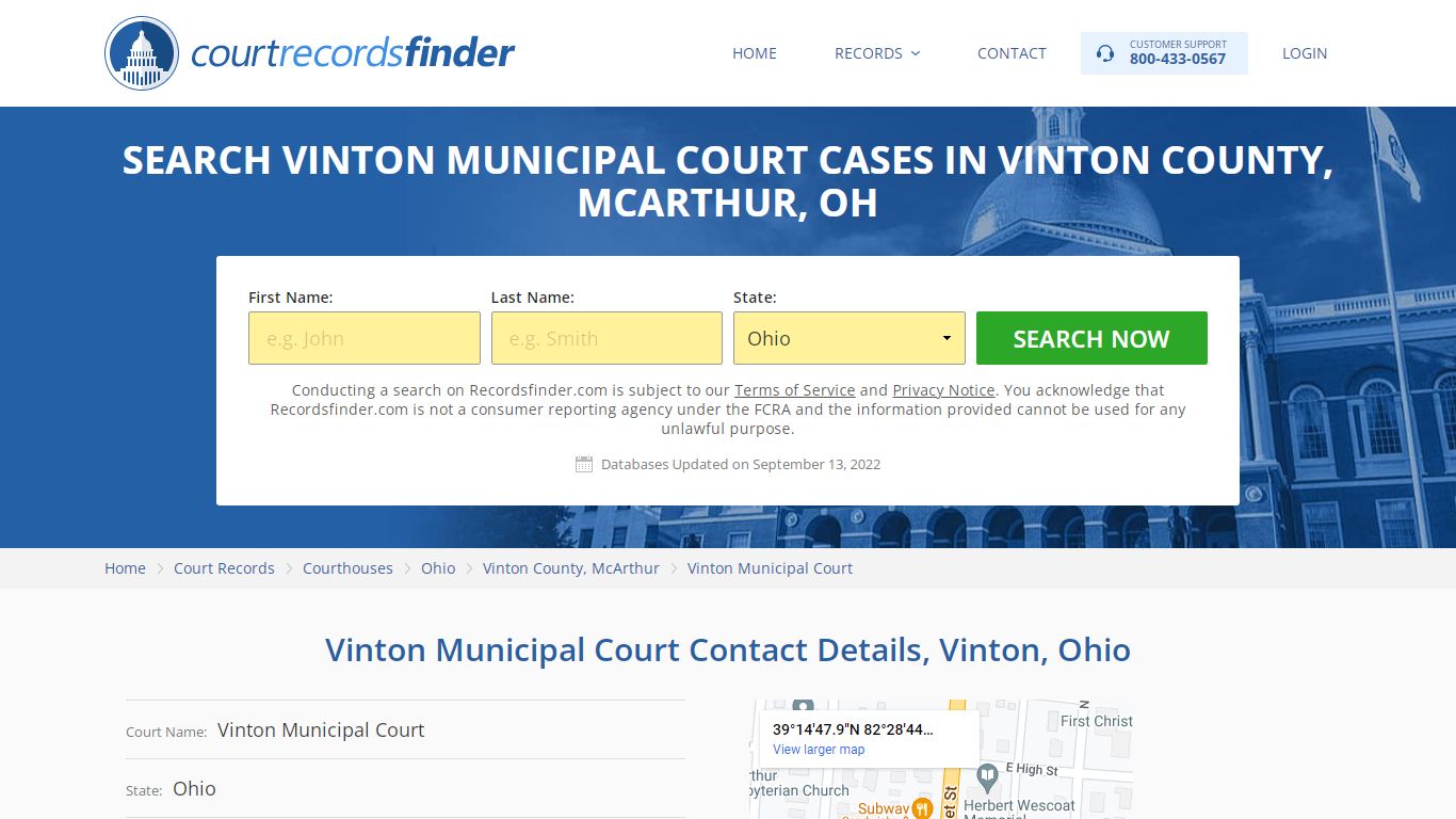 Vinton Municipal Court Case Search - Vinton County, OH - RecordsFinder